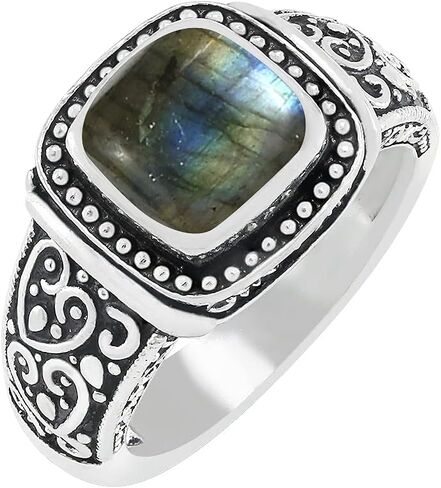 Natural Cushion Shape Gemstone 925 Silver Overlay Statement Ring for Women - Handmade Jewelry Gifts for Her Mom Wife Sister in Saudi Arabia