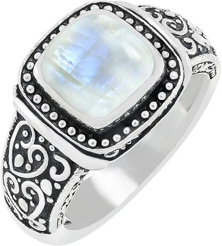 Natural Cushion Shape Gemstone 925 Silver Overlay Statement Ring for Women - Handmade Jewelry Gifts for Her Mom Wife Sister in Saudi Arabia