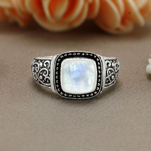Natural Cushion Shape Gemstone 925 Silver Overlay Statement Ring for Women - Handmade Jewelry Gifts for Her Mom Wife Sister in Saudi Arabia