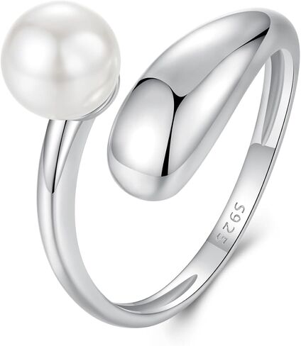 VOROCO 925 Sterling Silver Adjustable Rings Trendy Retro Unique Cat Octopus Pearl Flower Open Ring For Women Jewelry Gift in Kuwait