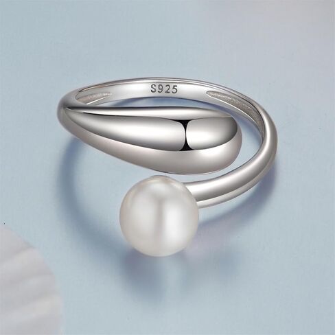 VOROCO 925 Sterling Silver Adjustable Rings Trendy Retro Unique Cat Octopus Pearl Flower Open Ring For Women Jewelry Gift in Kuwait