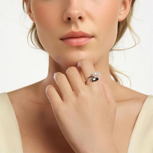 VOROCO 925 Sterling Silver Adjustable Rings Trendy Retro Unique Cat Octopus Pearl Flower Open Ring For Women Jewelry Gift in Kuwait