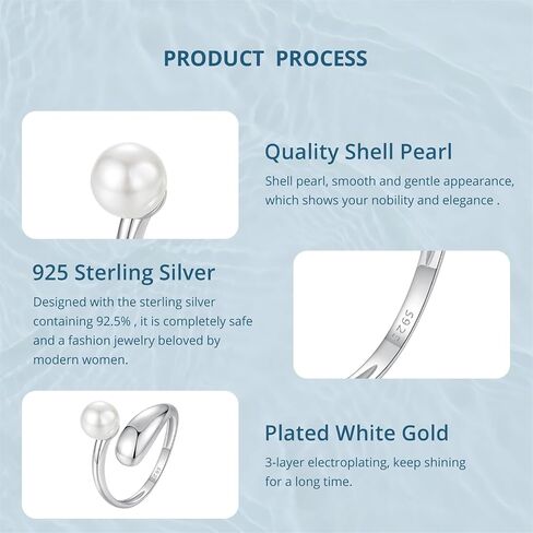 VOROCO 925 Sterling Silver Adjustable Rings Trendy Retro Unique Cat Octopus Pearl Flower Open Ring For Women Jewelry Gift in Kuwait