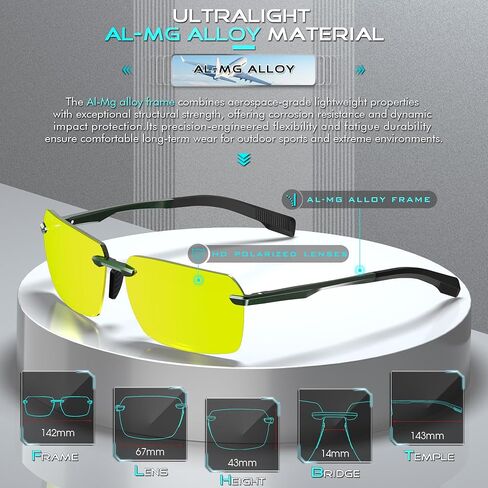 ATTCL Men's Polarized Sunglasses, UV400 Protection, Square Metal Shades for Street, Beach, Vacation in Saudi Arabia