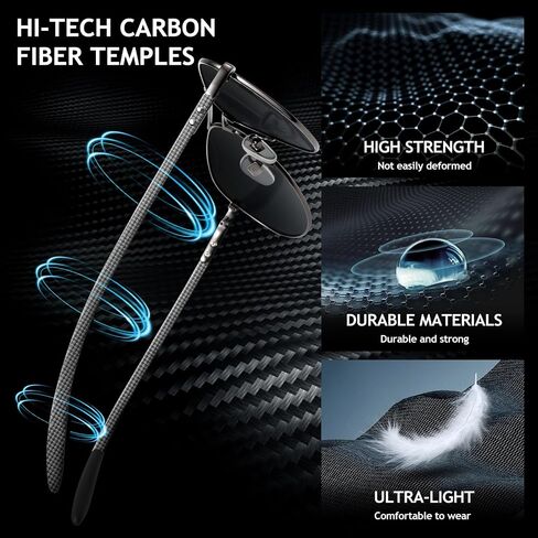 SUNGAIT Carbon Fiber Sunglasses for Men Polarized Aviator Ultralight Sun Glasses UV400 Protection in Saudi Arabia
