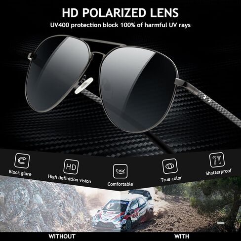 SUNGAIT Carbon Fiber Sunglasses for Men Polarized Aviator Ultralight Sun Glasses UV400 Protection in Saudi Arabia