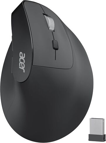 acer Wireless Mouse, 1200 DPI Computer Mouse Wireless with 2.4GHz USB A Receiver, 5 Buttons USB Mouse Compatible, PC, Laptop, Desktop (Black) in Kuwait