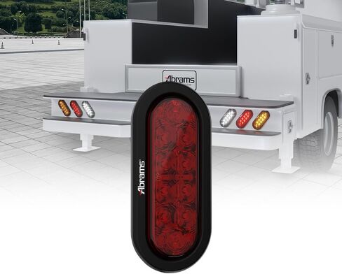 Abrams 6 Inch White 10 LED Trailer Tail Light - Oval Truck DOT Certified Reverse Back Up Lights – IP67 Waterproof RV Semi Truck Taillight – Bright LEDs Colored Lens, Grommet & Plugs Included - 2 Pack in Kuwait