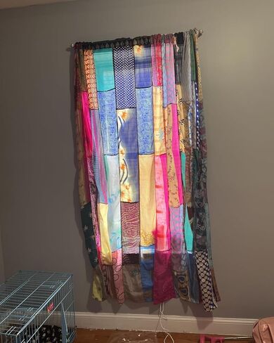 Handmade Boho Patchwork Curtains Handmade Drapes from Recycled Indian Sari Silk Pair of Indian Vintage Silk Blend Sari for Living Room, Bedroom, 82x42 Inches (Assorted Color) Pack of 2 in Saudi Arabia