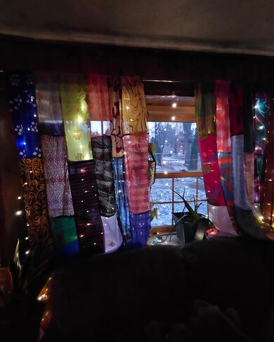 Handmade Boho Patchwork Curtains Handmade Drapes from Recycled Indian Sari Silk Pair of Indian Vintage Silk Blend Sari for Living Room, Bedroom, 82x42 Inches (Assorted Color) Pack of 2 in Saudi Arabia