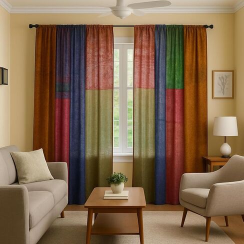 Handmade Boho Patchwork Curtains Handmade Drapes from Recycled Indian Sari Silk Pair of Indian Vintage Silk Blend Sari for Living Room, Bedroom, 82x42 Inches (Assorted Color) Pack of 2 in Saudi Arabia