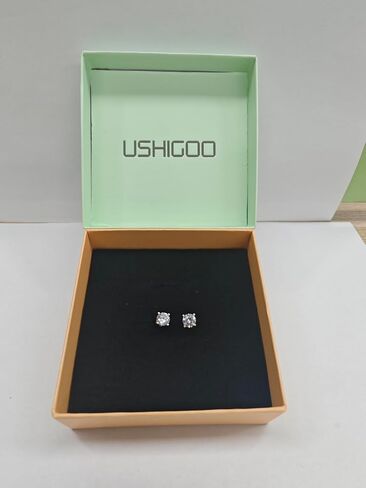 USHIGOO S925 Sterling Silver Earrings | Classic Four-Prong Setting | Exquisite for Wome in Saudi Arabia