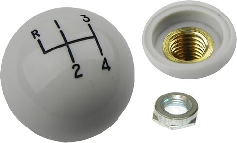 Inline Tube White Hurst Gear Shift knob. Coarse Thread with Black Letters. Includes Lock nut. in Saudi Arabia