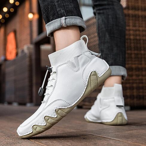 Men'S Waterproof Leather Lightweight Outdoor Ankle Boots Comfortable Round Toe Soft Sole Non-Slip Driving Walking High Top Chukka Boots Slip-On Lightweight Sports Shoes in Saudi Arabia
