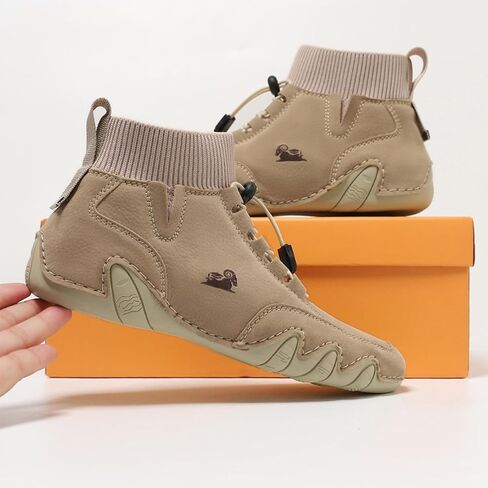 Men'S Waterproof Leather Lightweight Outdoor Ankle Boots Comfortable Round Toe Soft Sole Non-Slip Driving Walking High Top Chukka Boots Slip-On Lightweight Sports Shoes in Saudi Arabia