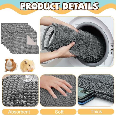 8 PCS غينيا خنازير بطانة القفص القابلة للغسل قفص القفص 16x12 بوصة غينيا خنزير الصوف حصيرة الفراش القابلة لإعادة الاستخدام من وسادات التبول للحيوانات الصغيرة ، الأرنب (رمادي ، أخضر ، وردي ، أزرق) in Kuwait