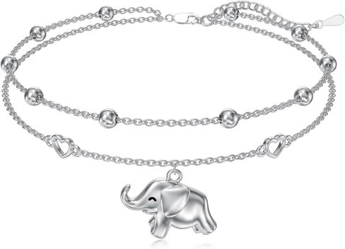 Ankle Bracelets for Women 925 Sterling Silver Layered Sea Turtles/Elephant/Wave Anklet Animal Bracelet Summer Ocean Beach Jewelry Mothers Day Gifts for Women in Kuwait