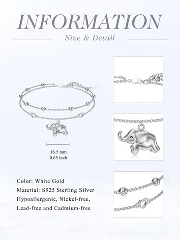 Ankle Bracelets for Women 925 Sterling Silver Layered Sea Turtles/Elephant/Wave Anklet Animal Bracelet Summer Ocean Beach Jewelry Mothers Day Gifts for Women in Kuwait