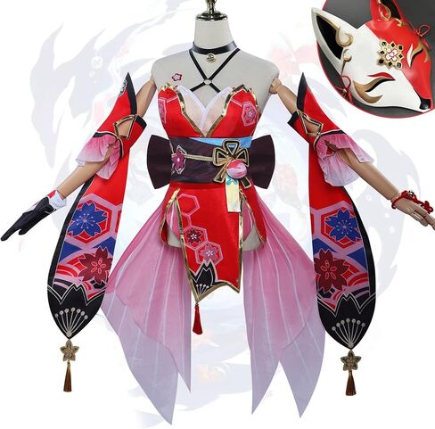 Women's Sparkle Jester Mask Cosplay Costume Dress, Anime Game Character Outfit in Saudi Arabia