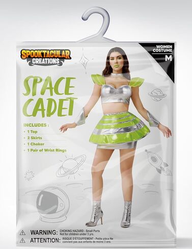 Spooktacular Creations Halloween 5 Pcs Space Cadet Costume Women, Alien Dress with Robot and Top Skirt for Cosplay Party in Saudi Arabia