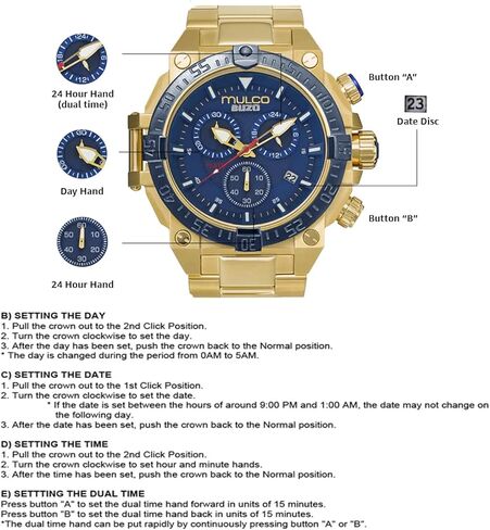 الساعات Mulco للرجال - Buzo ، علبة من الفولاذ المقاوم للصدأ مع شريط السيليكون المعصم أو حزام الفولاذ المقاوم للصدأ ، حركة كرونوغراف الكوارتز ، شاشة تمثيلية كبيرة للوجه ، 100 متر - مقاومة للماء in Kuwait