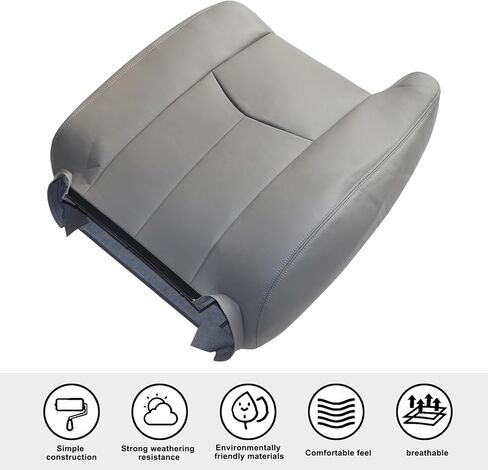 غطاء مقعد جلدي للسائق من SecosAutoparts باللون الرمادي الفاتح #922 متوافق مع Chevy GMC Tahoe Suburban Avalanche Yukon Silverado Sierra 2003 2004 2005 2006 in Saudi Arabia
