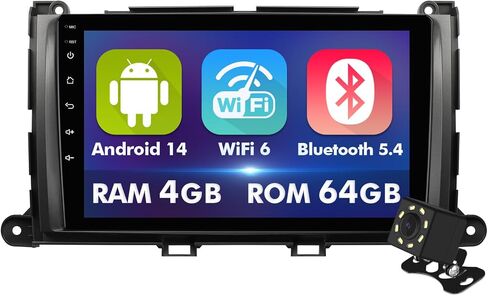 ستيريو سيارة 9 بوصة IPS تعمل باللمس Android 12 لسيارة Toyota Sienna 2011-2014 مع CarPlay اللاسلكي وAndroid Auto 2+32GB راديو السيارة، دعم GPS، WiFi 6، Bluetooth، 5.4، راديو FM، كاميرا احتياطية، SWC in Kuwait