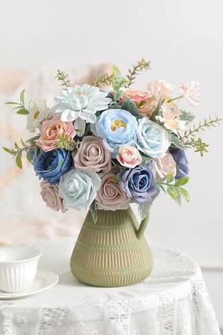 Artificial Flowers, Forest Green Silk Fake Flowers for DIY Wedding Bridal Bouquets, Wedding Cake Flowers for Table Centerpieces Baby Shower Birthday Party Home Decorations in Saudi Arabia