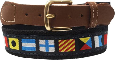 skippers Nautical Code Flag Belt, Black Ribbon on Black Webbing in Saudi Arabia