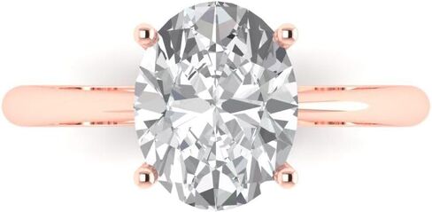 Clara Pucci 2.5 CT Oval Cut Moissanite Ring for Women in 14K Rose Gold, Solitaire Proposal Wedding Anniversary Designer Bridal Ring, Womens Solid Gold Ring in Saudi Arabia