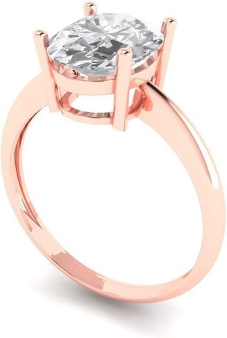 Clara Pucci 2.5 CT Oval Cut Moissanite Ring for Women in 14K Rose Gold, Solitaire Proposal Wedding Anniversary Designer Bridal Ring, Womens Solid Gold Ring in Saudi Arabia