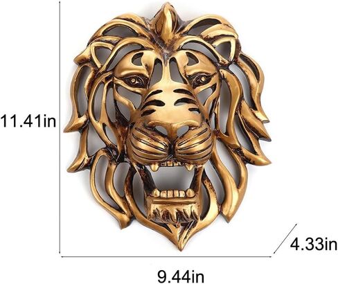SEAKUOSKYK الراتنج 3D الذهب رئيس الأسد جدار الفن ديكور شنت النحت، الحيوان رئيس الجدار الديكور جدار النحت ديكور المنزل تمثال للمزرعة، غرفة المعيشة، غرفة نوم، باب (الأسد) in Saudi Arabia