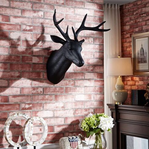 WhimWove ديكور جدار رأس غزال صناعي كبير، منحوتات حائط رأس غزال DIY ديكور غير مكتمل منحوتة حائط من الراتنج للمزرعة، غرفة المعيشة، ديكور مكتب غرفة النوم in Kuwait
