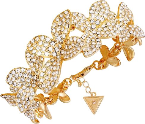 سوار بيان من GUESS Goldtone مصنوع من حجر الكريستال والزهور in Saudi Arabia