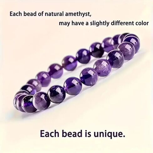 Amethyst Crystal Bracelets for Women Men Handmade Deep Purple Gemstone Natural Stone Elastic Adjustable Yoga Beaded Bracelet Feng Shui Wealth Amulet Prosperity Money Good Luck Friendship Jewelry Gift in Saudi Arabia