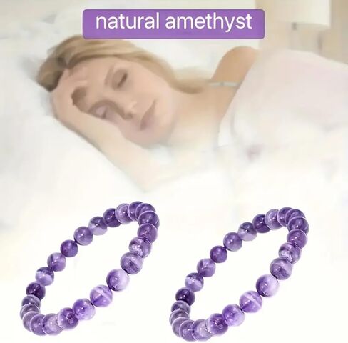 Amethyst Crystal Bracelets for Women Men Handmade Deep Purple Gemstone Natural Stone Elastic Adjustable Yoga Beaded Bracelet Feng Shui Wealth Amulet Prosperity Money Good Luck Friendship Jewelry Gift in Saudi Arabia