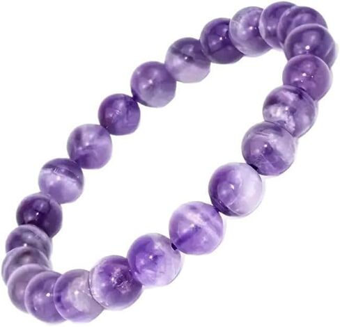 Amethyst Crystal Bracelets for Women Men Handmade Deep Purple Gemstone Natural Stone Elastic Adjustable Yoga Beaded Bracelet Feng Shui Wealth Amulet Prosperity Money Good Luck Friendship Jewelry Gift in Saudi Arabia