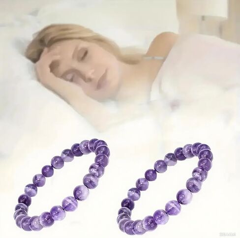 Amethyst Crystal Bracelets for Women Men Handmade Deep Purple Gemstone Natural Stone Elastic Adjustable Yoga Beaded Bracelet Feng Shui Wealth Amulet Prosperity Money Good Luck Friendship Jewelry Gift in Saudi Arabia