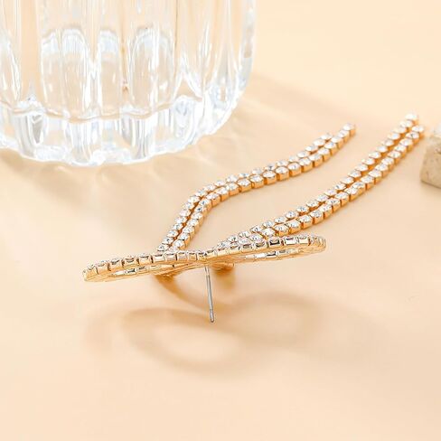Silver Bow Earrings for Women Dangling Sparkly Rhinestone Long Tassel Chandelier Earrings Wedding Bridal Jewelry Prom Homecoming Dresses 2025 Stocking Stuffers in Saudi Arabia