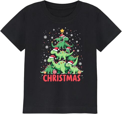 Christmas Shirts for Kids Featuring Cute Excavator Christmas Tree Dinosaur - Classic Crewneck Cotton Tees for Ages 2-7 Years in Saudi Arabia