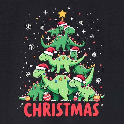 Christmas Shirts for Kids Featuring Cute Excavator Christmas Tree Dinosaur - Classic Crewneck Cotton Tees for Ages 2-7 Years in Saudi Arabia