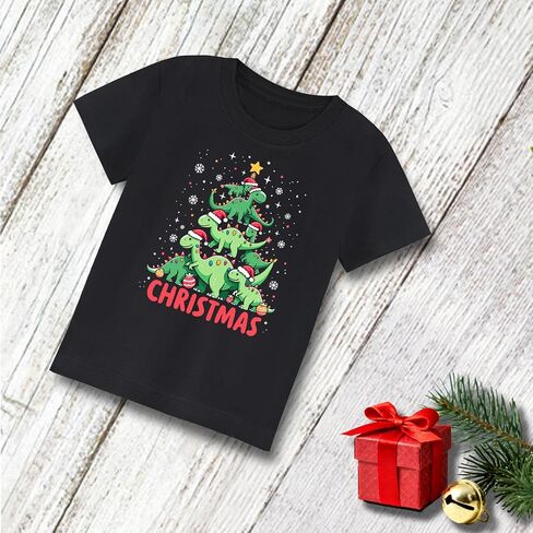 Christmas Shirts for Kids Featuring Cute Excavator Christmas Tree Dinosaur - Classic Crewneck Cotton Tees for Ages 2-7 Years in Saudi Arabia