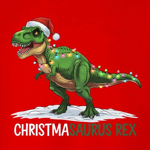 قمصان عيد الميلاد للأطفال تتميز بديناصور شجرة عيد الميلاد اللطيف - تي شيرتات قطنية كلاسيكية ذات رقبة مستديرة للأعمار من 2 إلى 7 سنوات in Kuwait