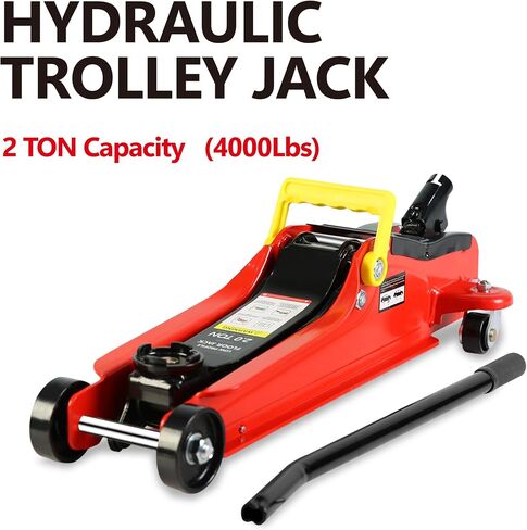 5 Piece Car Jack and Stand Kit, 2 Ton(4400lb) Low Profile Hydraulic Trolley Service Floor Jack Combo with 2 Jack Stands & Tire Repair Kit for Garages,Repair Shops,Lifting Range 3.3" - 15.2",Red in Saudi Arabia