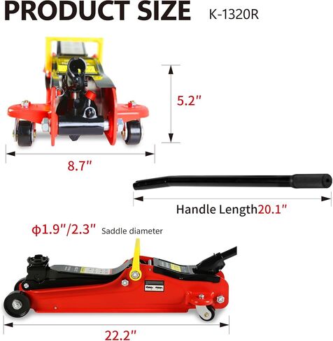 5 Piece Car Jack and Stand Kit, 2 Ton(4400lb) Low Profile Hydraulic Trolley Service Floor Jack Combo with 2 Jack Stands & Tire Repair Kit for Garages,Repair Shops,Lifting Range 3.3" - 15.2",Red in Saudi Arabia