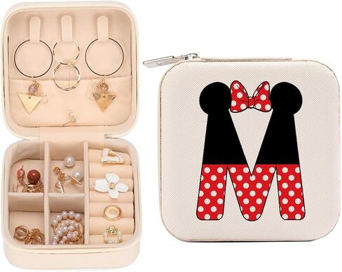 LONGXIN Cute Cartoon Mouse Gifts, Initial Travel Jewelry Case Small Jewelry Box Organizer, Personalized Gifts for Women Teen Girls, Magic Mouse Stuff, Birthday Christmas Gift Ideas, Letter M in Saudi Arabia