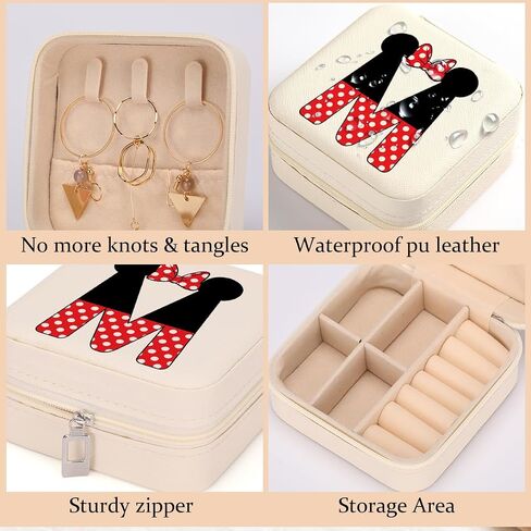 LONGXIN Cute Cartoon Mouse Gifts, Initial Travel Jewelry Case Small Jewelry Box Organizer, Personalized Gifts for Women Teen Girls, Magic Mouse Stuff, Birthday Christmas Gift Ideas, Letter M in Saudi Arabia