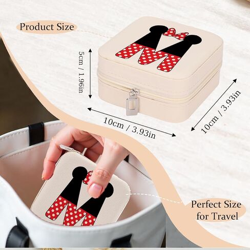 LONGXIN Cute Cartoon Mouse Gifts, Initial Travel Jewelry Case Small Jewelry Box Organizer, Personalized Gifts for Women Teen Girls, Magic Mouse Stuff, Birthday Christmas Gift Ideas, Letter M in Saudi Arabia