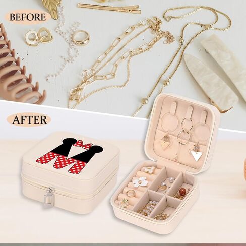 LONGXIN Cute Cartoon Mouse Gifts, Initial Travel Jewelry Case Small Jewelry Box Organizer, Personalized Gifts for Women Teen Girls, Magic Mouse Stuff, Birthday Christmas Gift Ideas, Letter M in Saudi Arabia