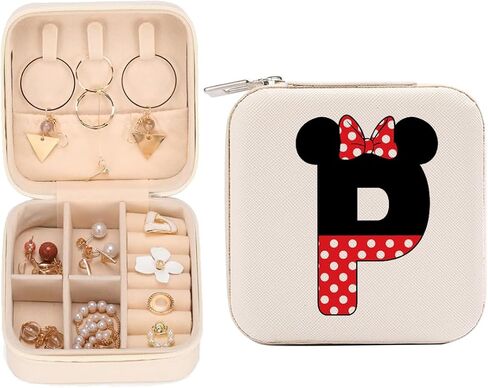 LONGXIN Cute Cartoon Mouse Gifts, Initial Travel Jewelry Case Small Jewelry Box Organizer, Personalized Gifts for Women Teen Girls, Magic Mouse Stuff, Birthday Christmas Gift Ideas, Letter M in Saudi Arabia